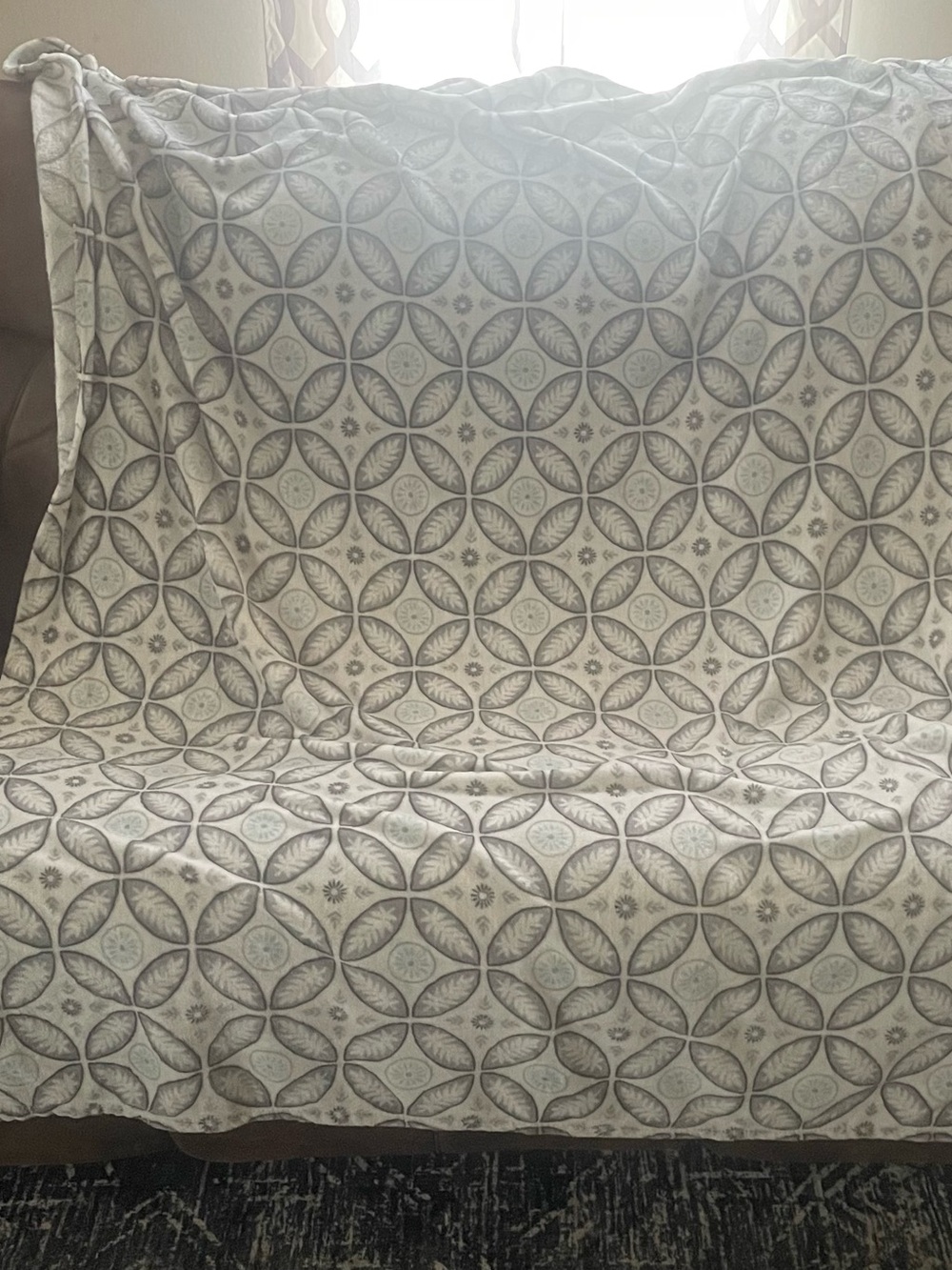 The Big One Oversized Gray, White and Light Blue Geometric Throw Blanket